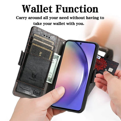CASENEO 002 Series For Samsung Galaxy A55 5G Shockproof PU Leather Wallet Stand Phone Case RFID Blocking Phone Cover