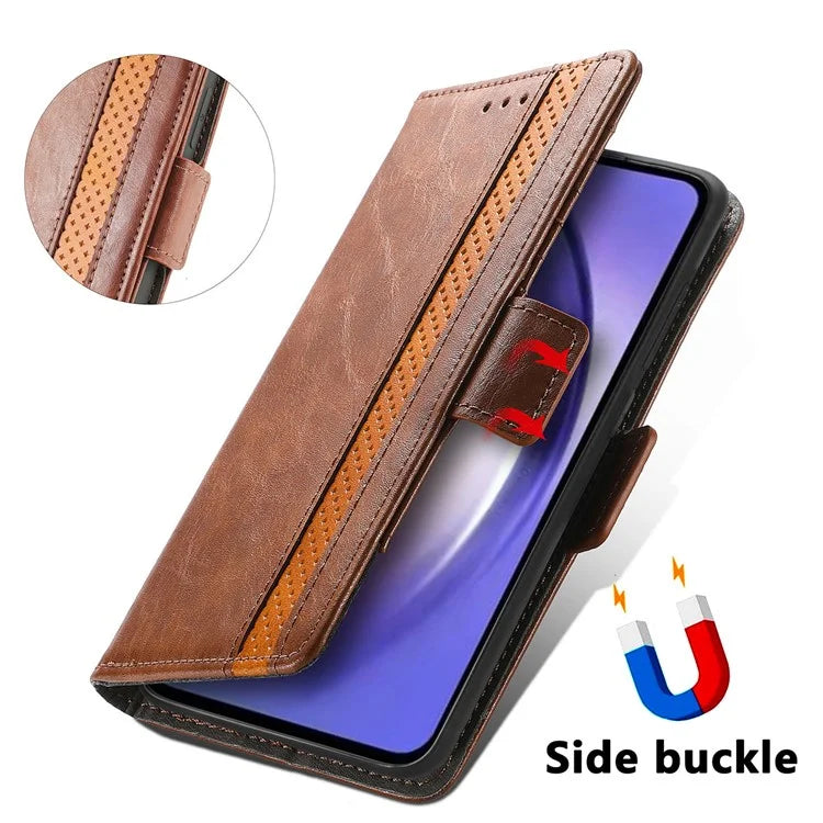 CASENEO 002 Series For Samsung Galaxy A55 5G Shockproof PU Leather Wallet Stand Phone Case RFID Blocking Phone Cover