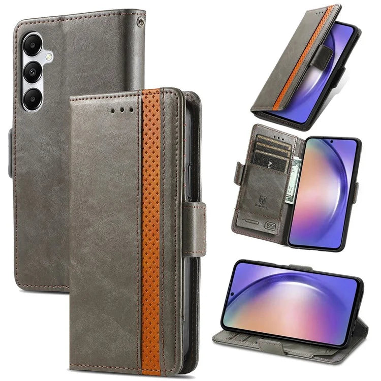 CASENEO 002 Series For Samsung Galaxy A55 5G Shockproof PU Leather Wallet Stand Phone Case RFID Blocking Phone Cover