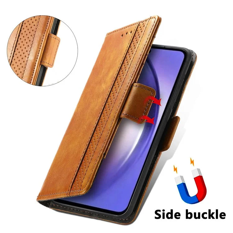 CASENEO 002 Series For Samsung Galaxy A55 5G Shockproof PU Leather Wallet Stand Phone Case RFID Blocking Phone Cover