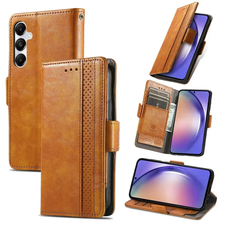 CASENEO 002 Series For Samsung Galaxy A55 5G Shockproof PU Leather Wallet Stand Phone Case RFID Blocking Phone Cover