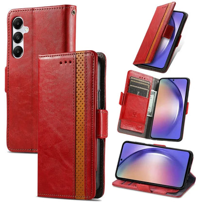 CASENEO 002 Series For Samsung Galaxy A55 5G Shockproof PU Leather Wallet Stand Phone Case RFID Blocking Phone Cover