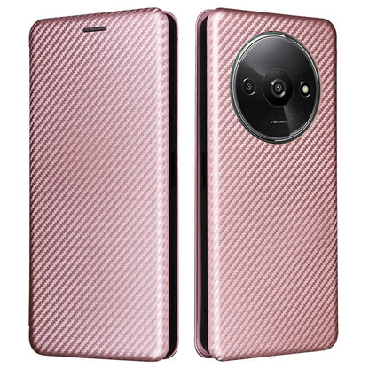 For Xiaomi Redmi A3 / Poco C61 4G Protective Case Leather Carbon Fiber Texture Magnetic Phone Cover