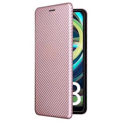 For Xiaomi Redmi A3 / Poco C61 4G Protective Case Leather Carbon Fiber Texture Magnetic Phone Cover