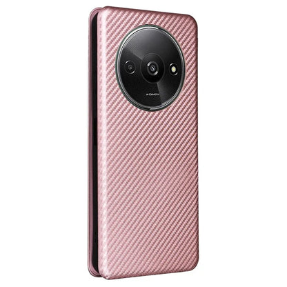 For Xiaomi Redmi A3 / Poco C61 4G Protective Case Leather Carbon Fiber Texture Magnetic Phone Cover