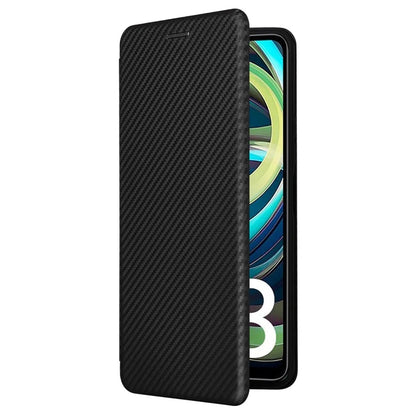 For Xiaomi Redmi A3 / Poco C61 4G Protective Case Leather Carbon Fiber Texture Magnetic Phone Cover
