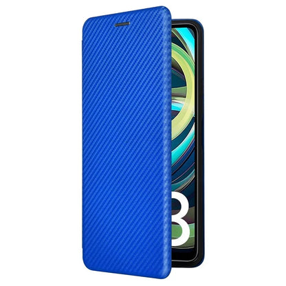 For Xiaomi Redmi A3 / Poco C61 4G Protective Case Leather Carbon Fiber Texture Magnetic Phone Cover