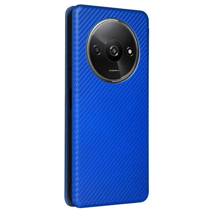 For Xiaomi Redmi A3 / Poco C61 4G Protective Case Leather Carbon Fiber Texture Magnetic Phone Cover