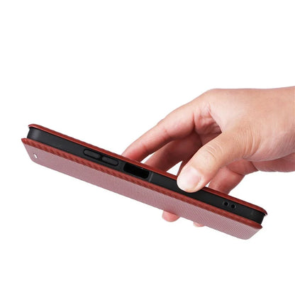 For Xiaomi Redmi A3 / Poco C61 4G Protective Case Leather Carbon Fiber Texture Magnetic Phone Cover