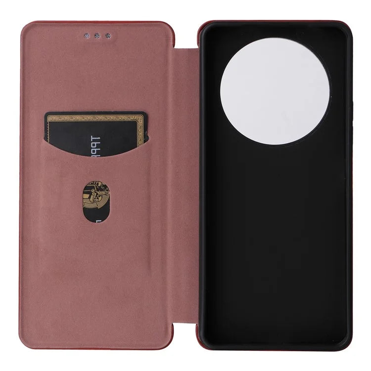 For Xiaomi Redmi A3 / Poco C61 4G Protective Case Leather Carbon Fiber Texture Magnetic Phone Cover