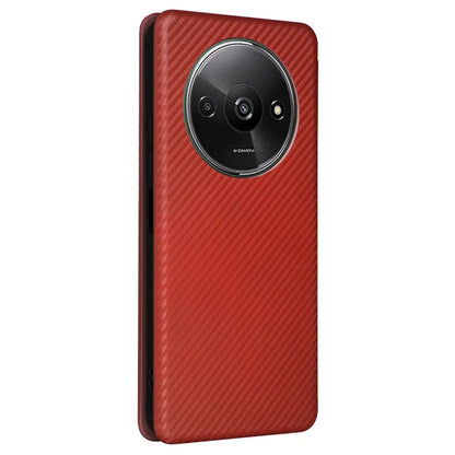 For Xiaomi Redmi A3 / Poco C61 4G Protective Case Leather Carbon Fiber Texture Magnetic Phone Cover