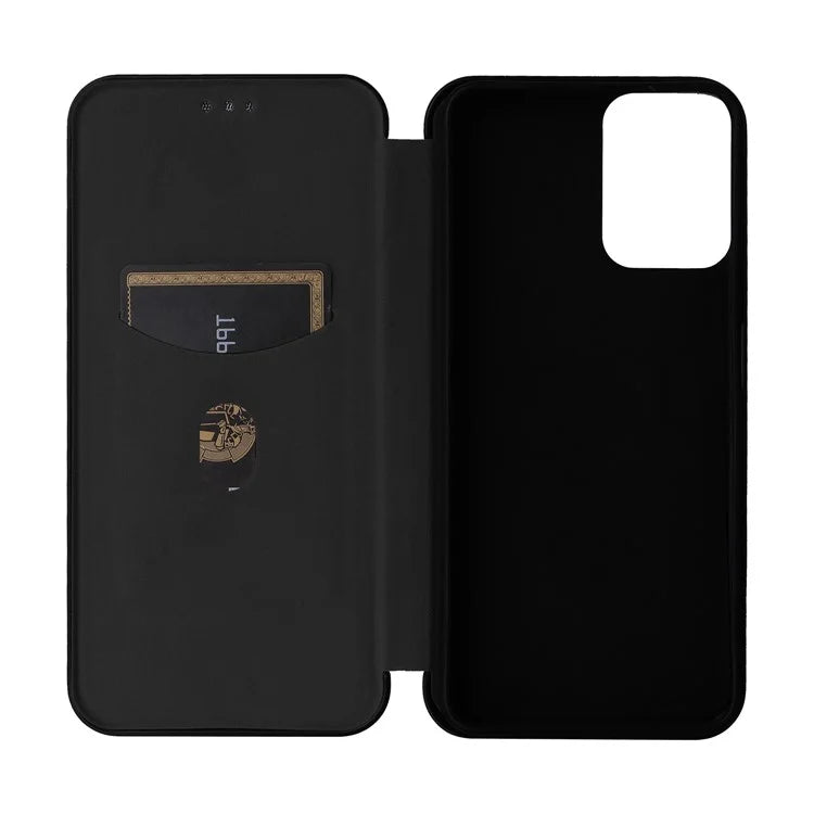 For Motorola Moto G34 5G Leather Case Carbon Fiber Texture Phone Card Holder Cover