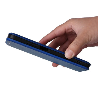For Motorola Moto G34 5G Leather Case Carbon Fiber Texture Phone Card Holder Cover