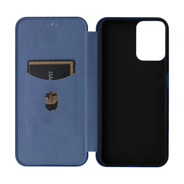 For Motorola Moto G34 5G Leather Case Carbon Fiber Texture Phone Card Holder Cover