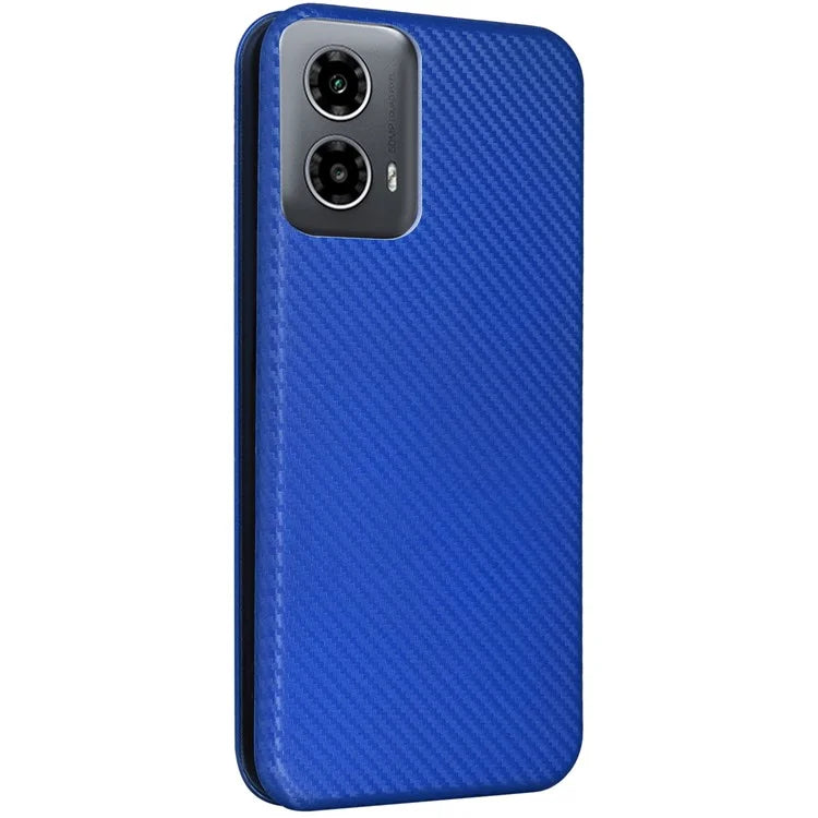 For Motorola Moto G34 5G Leather Case Carbon Fiber Texture Phone Card Holder Cover