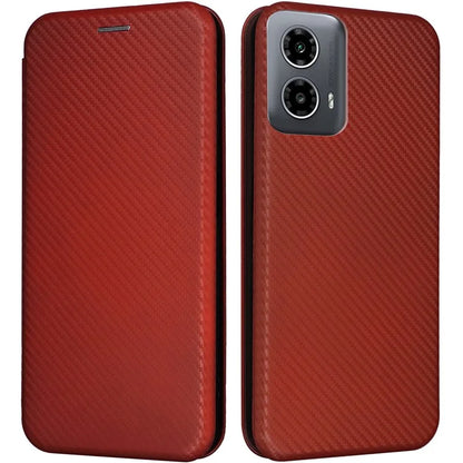 For Motorola Moto G34 5G Leather Case Carbon Fiber Texture Phone Card Holder Cover