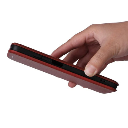For Motorola Moto G34 5G Leather Case Carbon Fiber Texture Phone Card Holder Cover