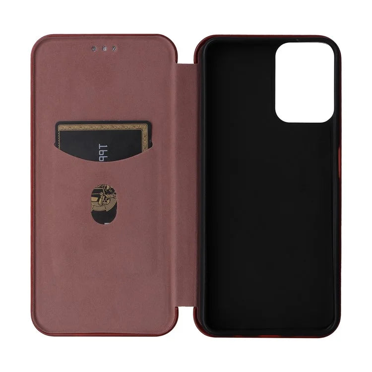 For Motorola Moto G34 5G Leather Case Carbon Fiber Texture Phone Card Holder Cover