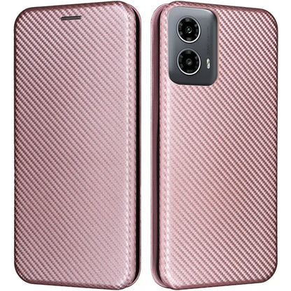 For Motorola Moto G34 5G Leather Case Carbon Fiber Texture Phone Card Holder Cover