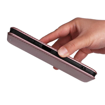 For Motorola Moto G34 5G Leather Case Carbon Fiber Texture Phone Card Holder Cover