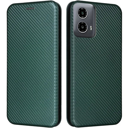 For Motorola Moto G34 5G Leather Case Carbon Fiber Texture Phone Card Holder Cover