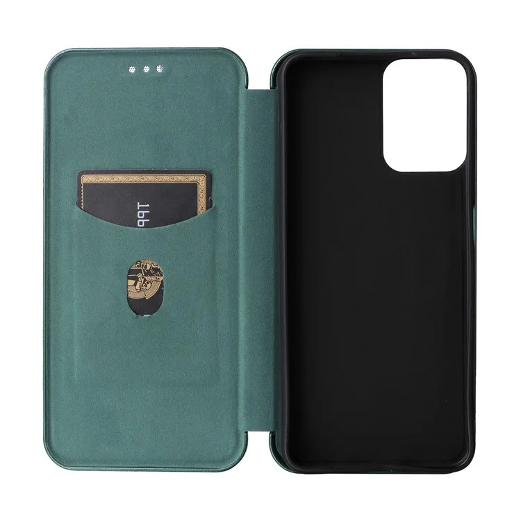 For Motorola Moto G34 5G Leather Case Carbon Fiber Texture Phone Card Holder Cover