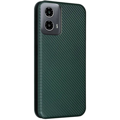 For Motorola Moto G34 5G Leather Case Carbon Fiber Texture Phone Card Holder Cover