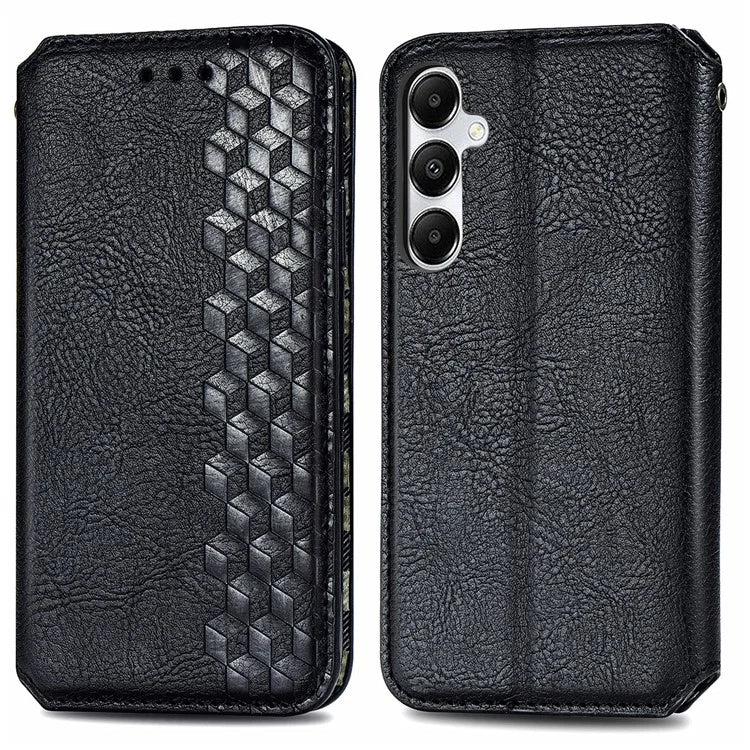 For Samsung Galaxy A55 5G Cell Phone Case Rhombus Imprinted Leather Wallet Stand Cover