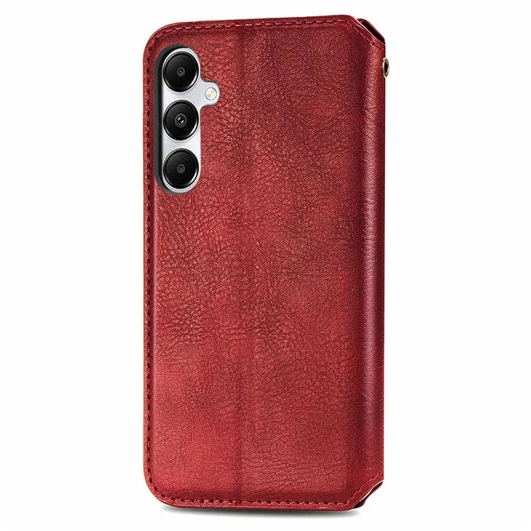 For Samsung Galaxy A55 5G Cell Phone Case Rhombus Imprinted Leather Wallet Stand Cover