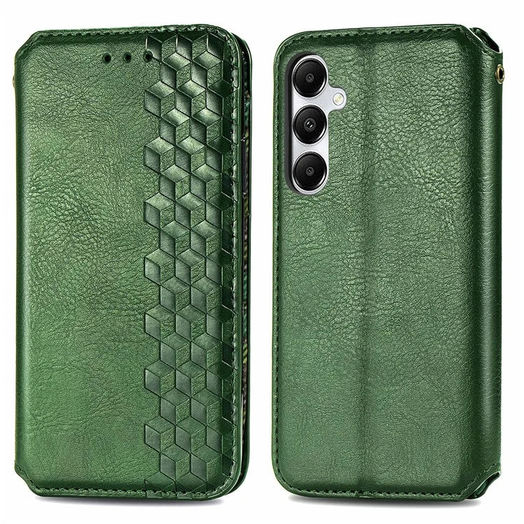 For Samsung Galaxy A55 5G Cell Phone Case Rhombus Imprinted Leather Wallet Stand Cover
