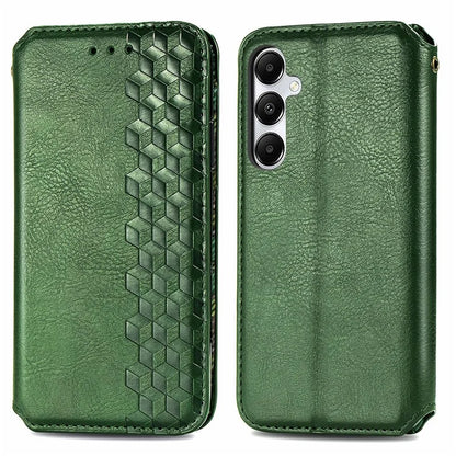 For Samsung Galaxy A55 5G Cell Phone Case Rhombus Imprinted Leather Wallet Stand Cover