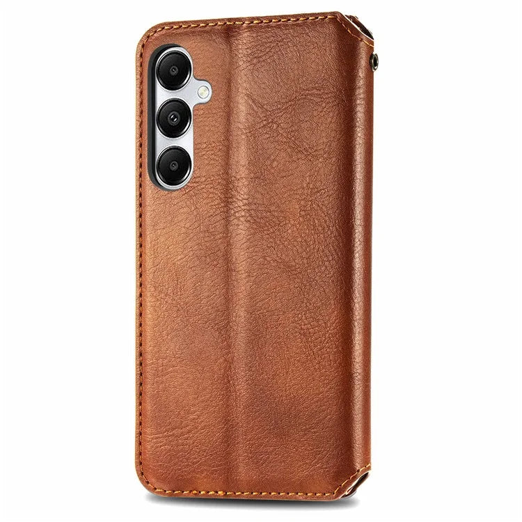 For Samsung Galaxy A55 5G Cell Phone Case Rhombus Imprinted Leather Wallet Stand Cover