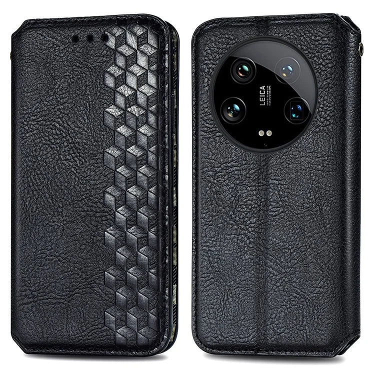 For Xiaomi 14 Ultra Case Wallet Magnetic Closing PU Leather Rhombus Phone Cover