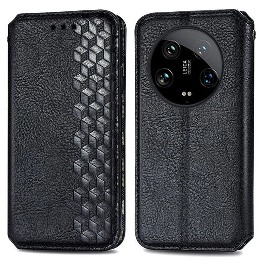 For Xiaomi 14 Ultra Case Wallet Magnetic Closing PU Leather Rhombus Phone Cover