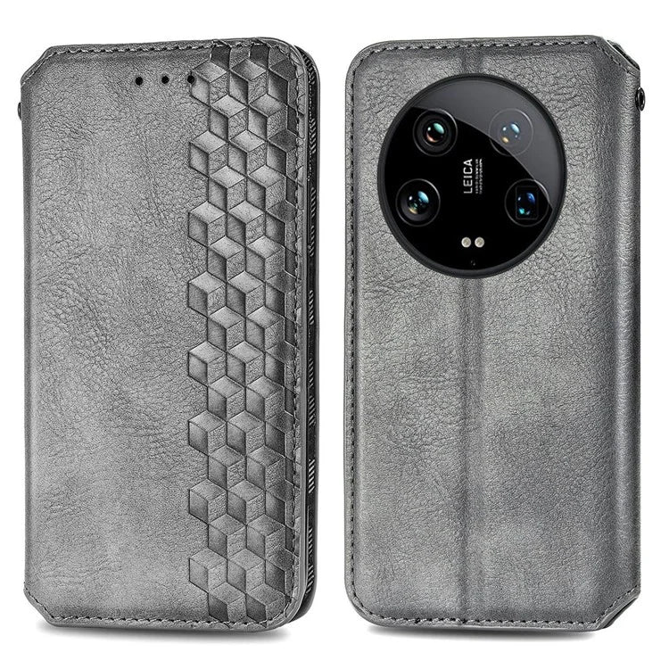 For Xiaomi 14 Ultra Case Wallet Magnetic Closing PU Leather Rhombus Phone Cover