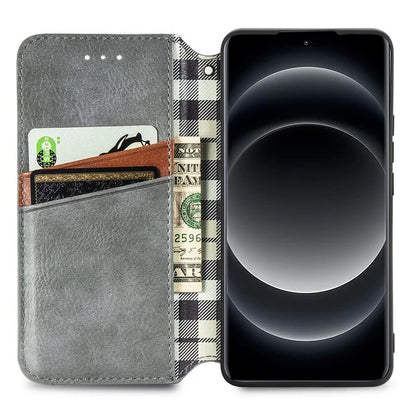 For Xiaomi 14 Ultra Case Wallet Magnetic Closing PU Leather Rhombus Phone Cover