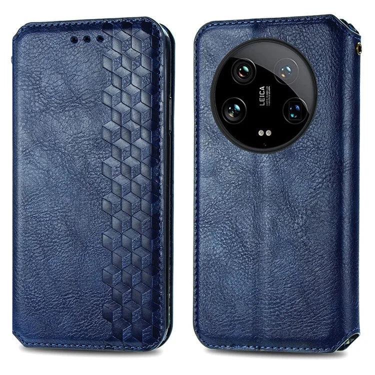 For Xiaomi 14 Ultra Case Wallet Magnetic Closing PU Leather Rhombus Phone Cover