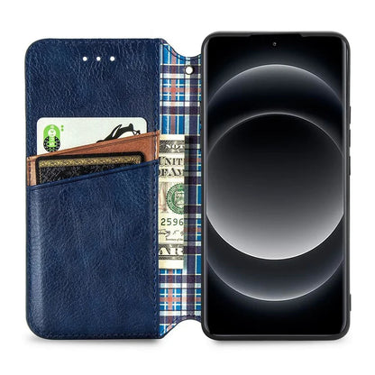 For Xiaomi 14 Ultra Case Wallet Magnetic Closing PU Leather Rhombus Phone Cover