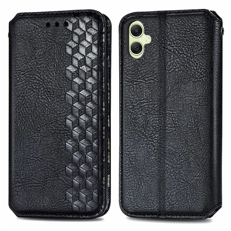 For Samsung Galaxy A05 4G Phone Case Imprinted Rhombus Leather Wallet Cover
