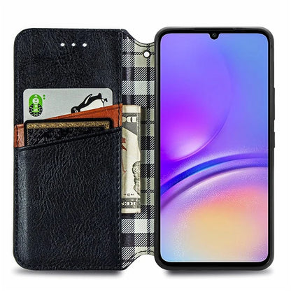 For Samsung Galaxy A05 4G Phone Case Imprinted Rhombus Leather Wallet Cover