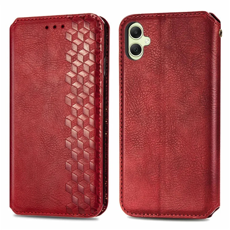 For Samsung Galaxy A05 4G Phone Case Imprinted Rhombus Leather Wallet Cover