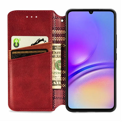 For Samsung Galaxy A05 4G Phone Case Imprinted Rhombus Leather Wallet Cover