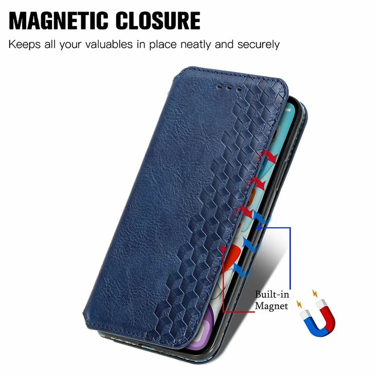For Samsung Galaxy A05 4G Phone Case Imprinted Rhombus Leather Wallet Cover