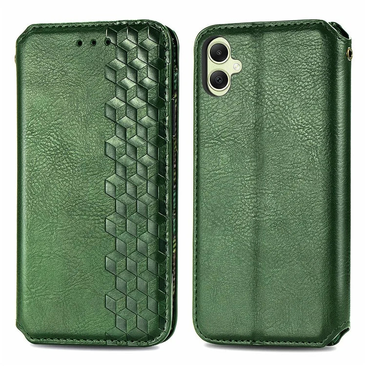 For Samsung Galaxy A05 4G Phone Case Imprinted Rhombus Leather Wallet Cover