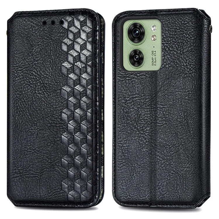 For Motorola Edge 40 5G Wallet Case Anti-Drop Imprinted Rhombus Leather Phone Cover