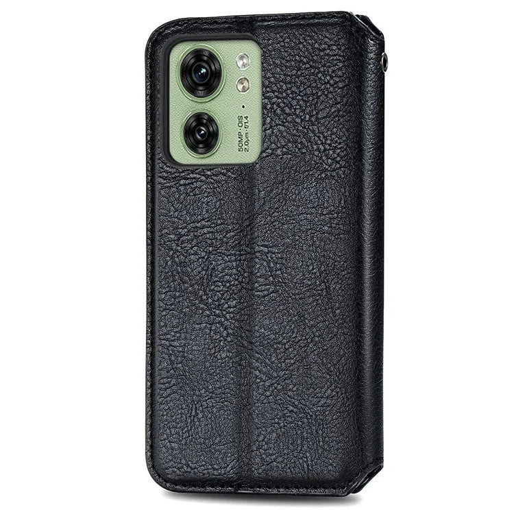 For Motorola Edge 40 5G Wallet Case Anti-Drop Imprinted Rhombus Leather Phone Cover