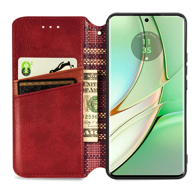 For Motorola Edge 40 5G Wallet Case Anti-Drop Imprinted Rhombus Leather Phone Cover