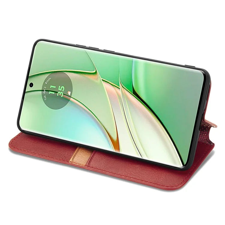 For Motorola Edge 40 5G Wallet Case Anti-Drop Imprinted Rhombus Leather Phone Cover