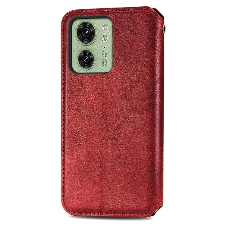 For Motorola Edge 40 5G Wallet Case Anti-Drop Imprinted Rhombus Leather Phone Cover