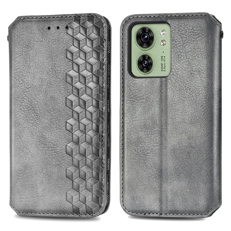 For Motorola Edge 40 5G Wallet Case Anti-Drop Imprinted Rhombus Leather Phone Cover
